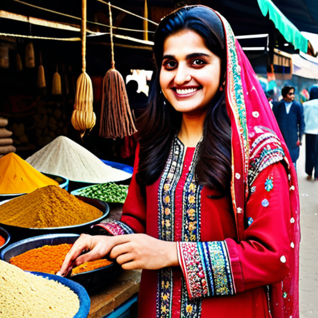 소믈리에가 활용하는 와인 지도 - **Prompt:** A Pakistani woman in a vibrant, traditionally embroidered shalwar kameez, smiling warmly...