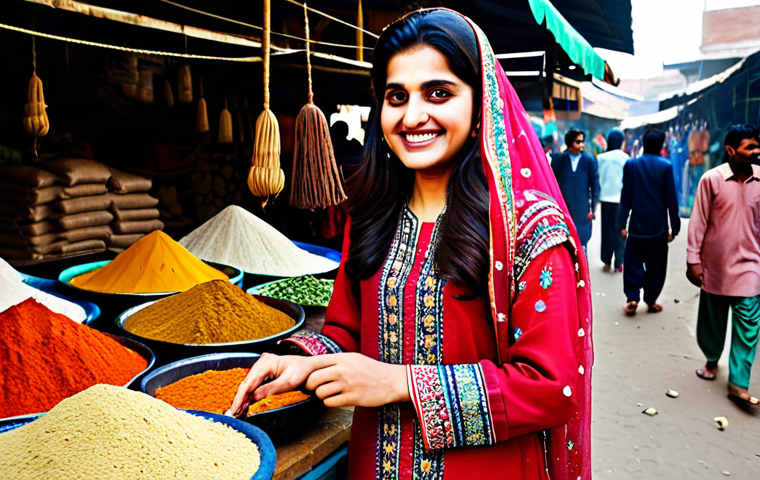 소믈리에가 활용하는 와인 지도 - **Prompt:** A Pakistani woman in a vibrant, traditionally embroidered shalwar kameez, smiling warmly...