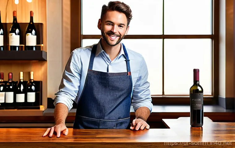 소믈리에 경력자 인터뷰 모음 - **The Art of Perfect Pairing**: In a bright, elegant restaurant setting, a female sommelier, wearing... 소믈리에 경력자 인터뷰 모음 - **The Art of Perfect Pairing**: In a bright, elegant restaurant setting, a female sommelier, wearing...