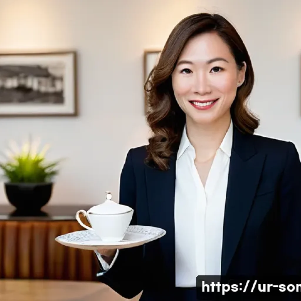 소믈리에 취업 성공 사례 - **Prompt:** A sophisticated female sommelier, in her mid-30s, stands elegantly dressed in a sharp, d...