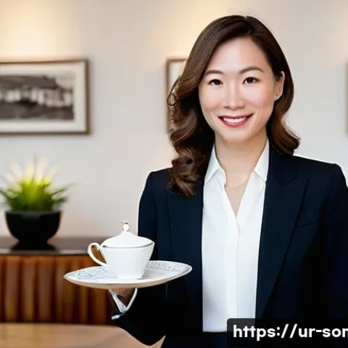 Home 24 소믈리에 취업 성공 사례 - **Prompt:** A sophisticated female sommelier, in her mid-30s, stands elegantly dressed in a sharp, d...